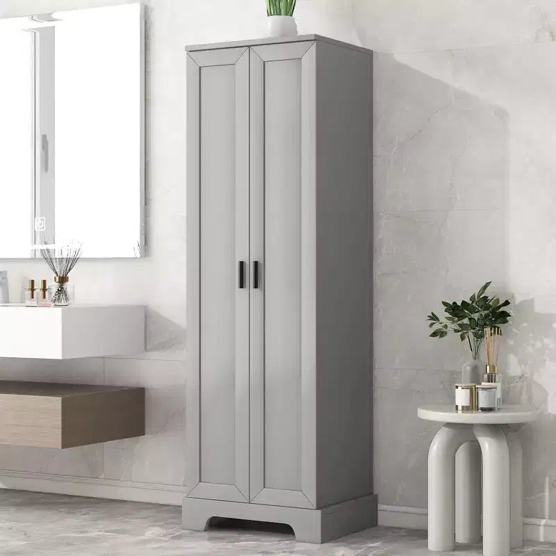 Okak Modern Storage Cabinet with 2 Doors and Adjustable Shelf, 71 Inch Tall Cabinet Minimalist Bathroom Organizer