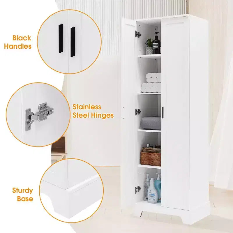 Okak Modern Storage Cabinet with 2 Doors and Adjustable Shelf, 71 Inch Tall Cabinet Minimalist Bathroom Organizer