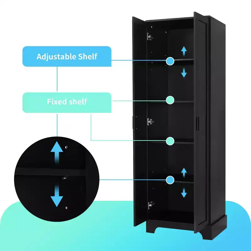 Okak Modern Storage Cabinet with 2 Doors and Adjustable Shelf, 71 Inch Tall Cabinet Minimalist Bathroom Organizer