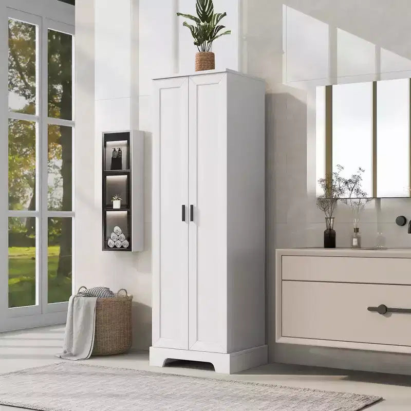 Okak Modern Storage Cabinet with 2 Doors and Adjustable Shelf, 71 Inch Tall Cabinet Minimalist Bathroom Organizer