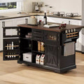 Kitchen Island with Drop Leaf and Wheels, Kitchen Storage Cart with Door Shelves, Farmhouse Rolling Kitchen Island with Power Outlet and Glass Door