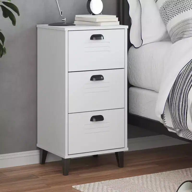 Bedside Table White Engineered wood Standard Bedside Table