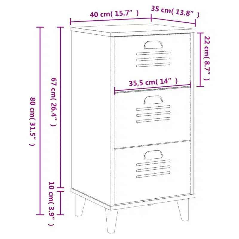 Bedside Table White Engineered wood Standard Bedside Table