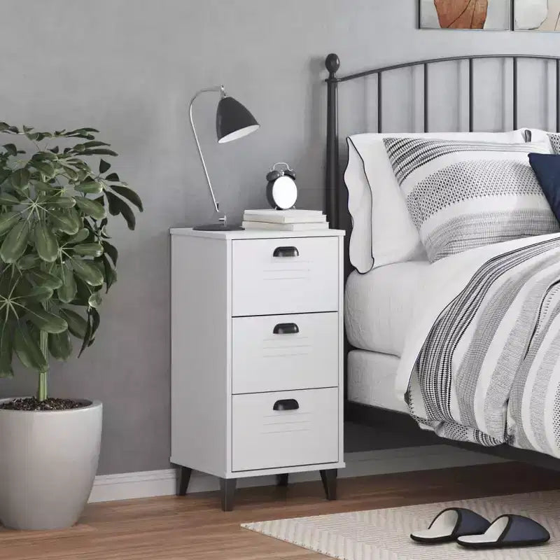 Bedside Table White Engineered wood Standard Bedside Table