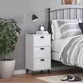 Bedside Table White Engineered wood Standard Bedside Table