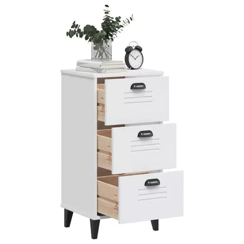 Bedside Table White Engineered wood Standard Bedside Table
