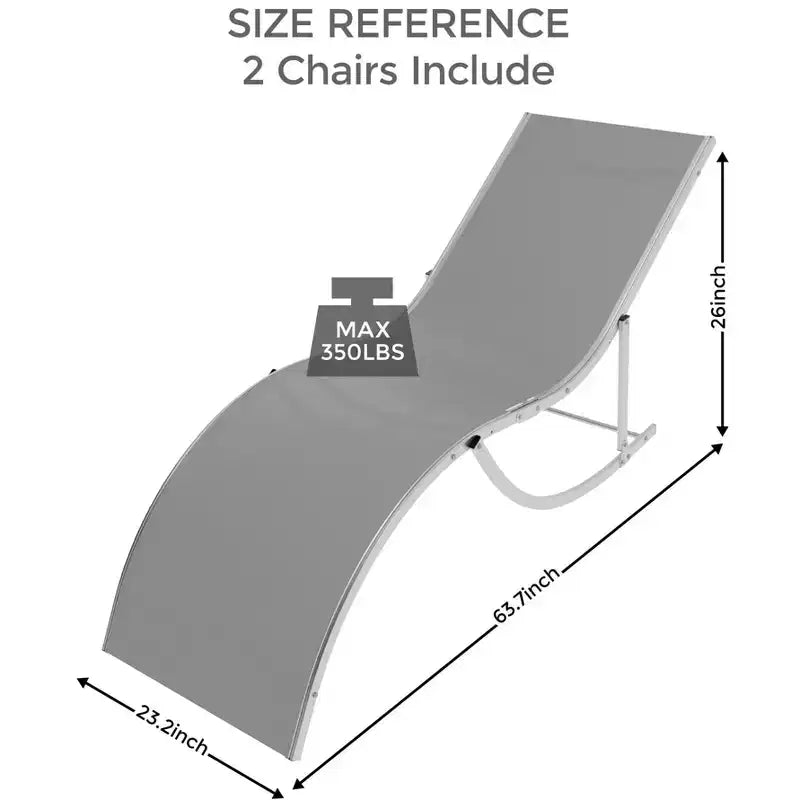 Sunbathing Lounge Chairs, Quick-Dry Fabric, Aluminum Frame, All-Weather Chaise Lounge, for Pool, Beach, Garden