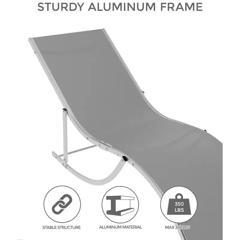 Sunbathing Lounge Chairs, Quick-Dry Fabric, Aluminum Frame, All-Weather Chaise Lounge, for Pool, Beach, Garden