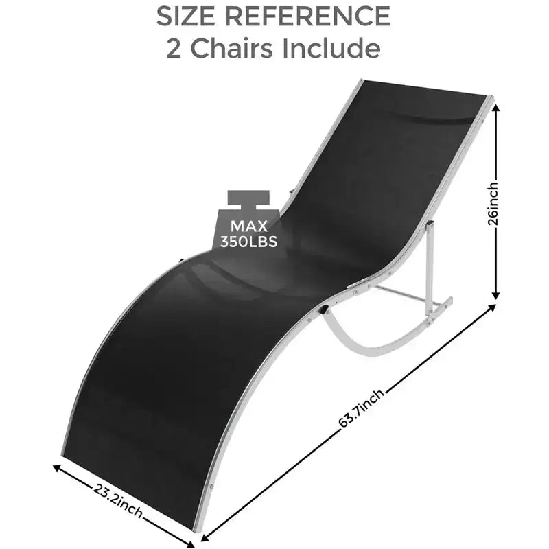 Sunbathing Lounge Chairs, Quick-Dry Fabric, Aluminum Frame, All-Weather Chaise Lounge, for Pool, Beach, Garden