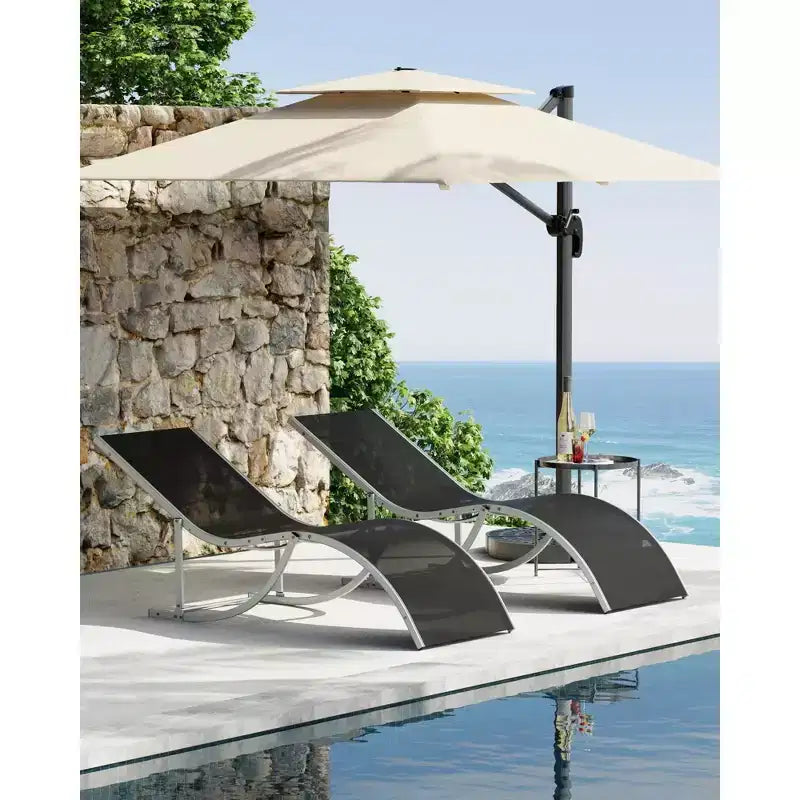 Sunbathing Lounge Chairs, Quick-Dry Fabric, Aluminum Frame, All-Weather Chaise Lounge, for Pool, Beach, Garden