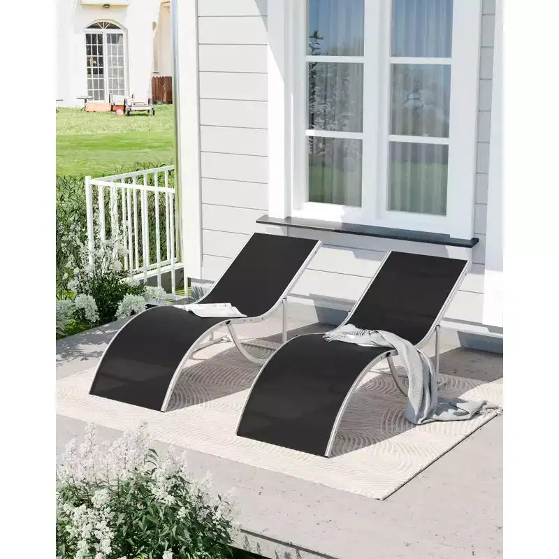 Sunbathing Lounge Chairs, Quick-Dry Fabric, Aluminum Frame, All-Weather Chaise Lounge, for Pool, Beach, Garden