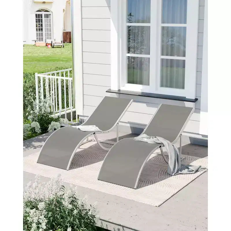 Sunbathing Lounge Chairs, Quick-Dry Fabric, Aluminum Frame, All-Weather Chaise Lounge, for Pool, Beach, Garden