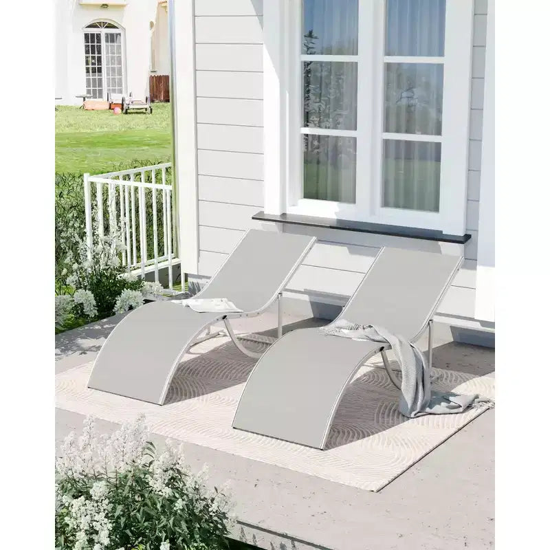 Sunbathing Lounge Chairs, Quick-Dry Fabric, Aluminum Frame, All-Weather Chaise Lounge, for Pool, Beach, Garden