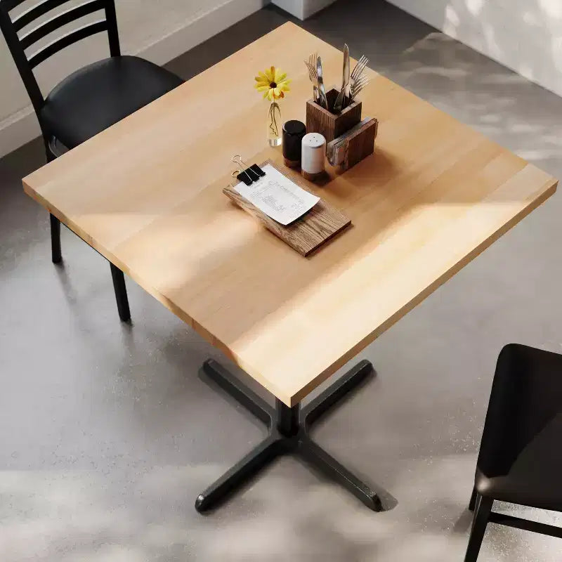 Flash Furniture Bennett Square Solid Wood Commercial Indoor Tabletop with 30 x 30 Bar Height Rust-Resistant Cast Iron X-Base