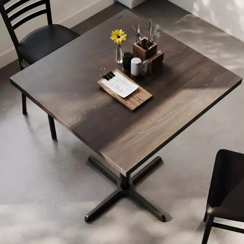 Flash Furniture Bennett Square Solid Wood Commercial Indoor Tabletop with 30 x 30 Bar Height Rust-Resistant Cast Iron X-Base