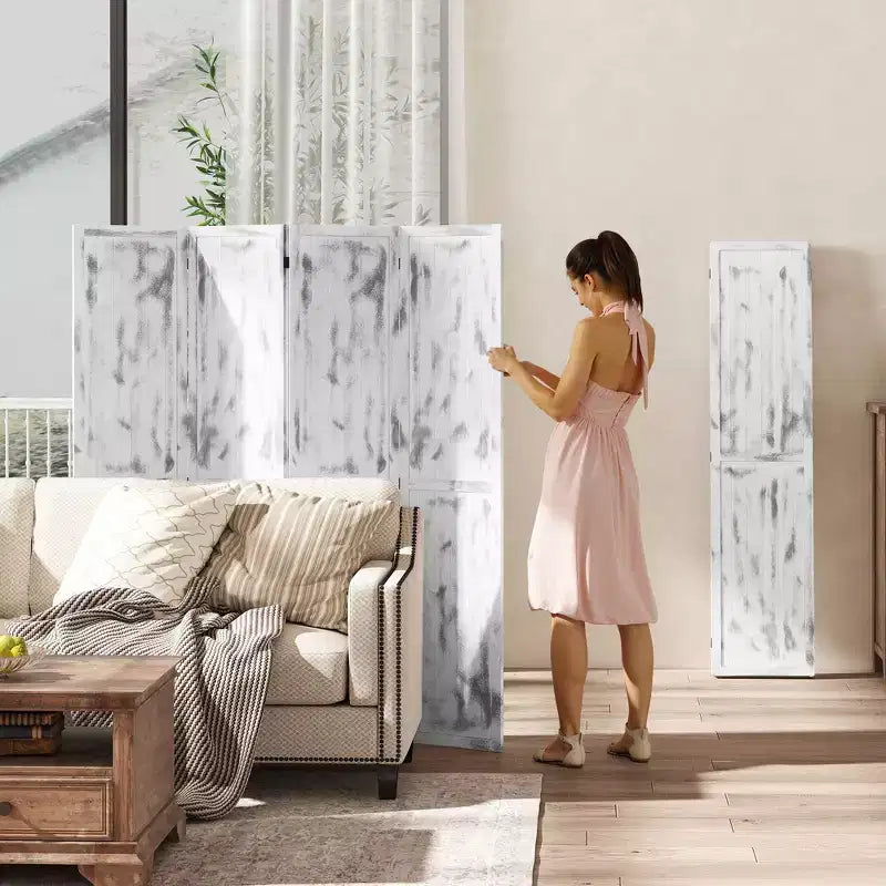 Screen Divider Room Divider Screen with Foldable Design for Indoor Bedroom Office 5.5' Rustic
