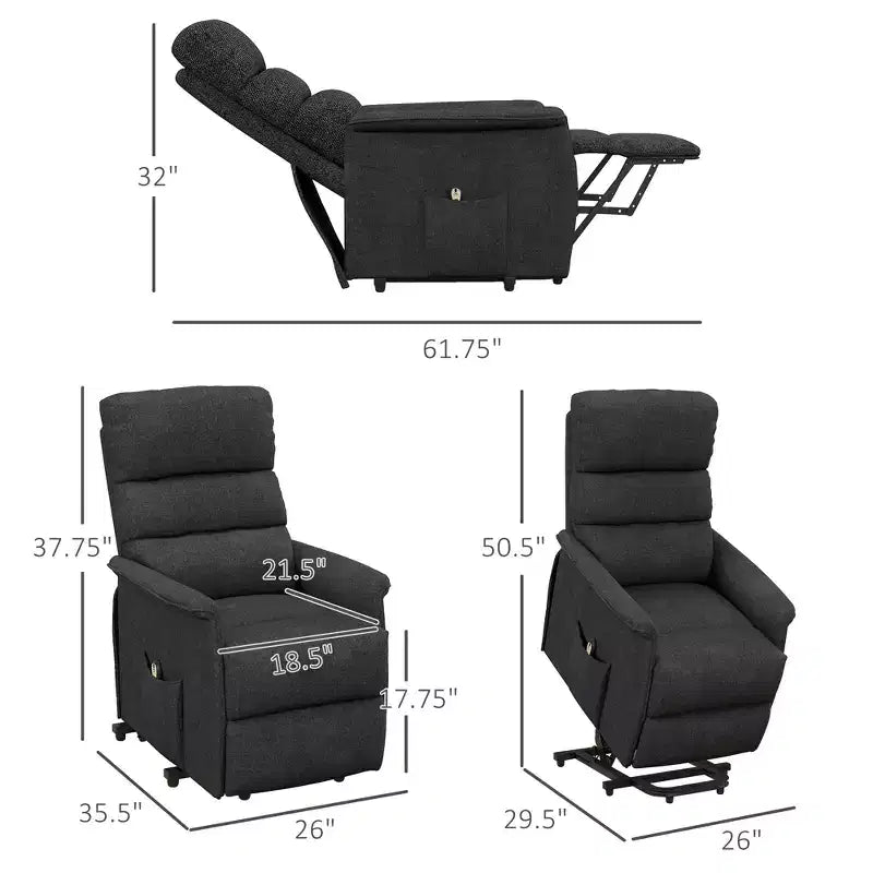 Power Lift Chair for Seniors, Electric Lift Recliner Chair with Remote Control, Side Pockets for Living Room