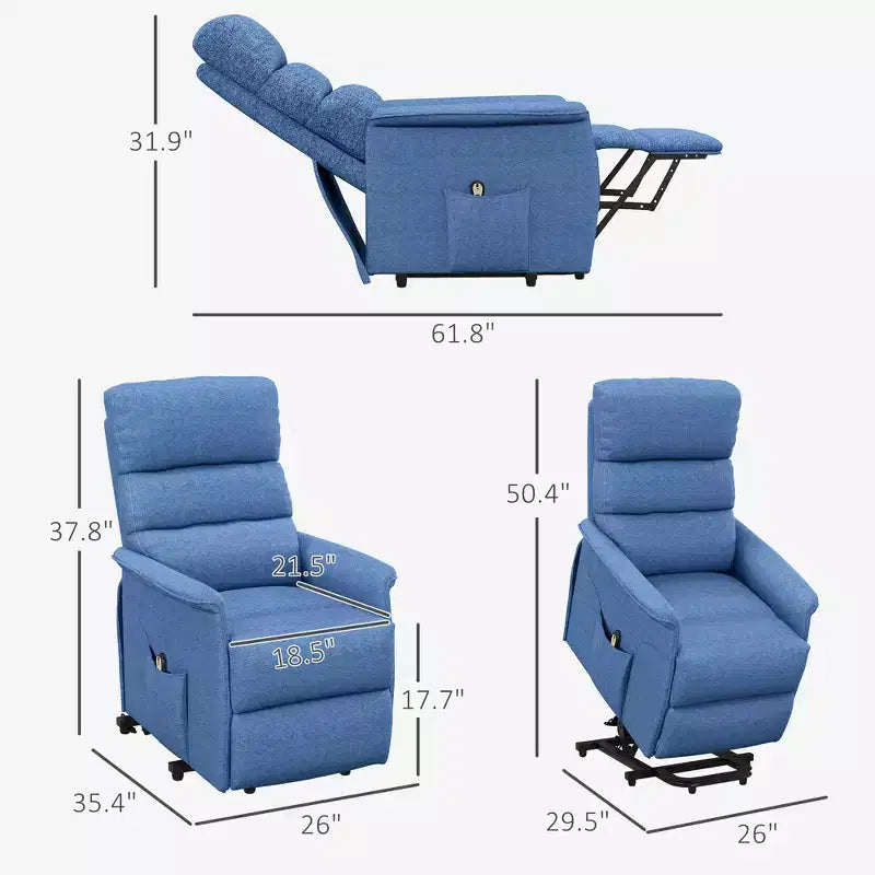 Power Lift Chair for Seniors, Electric Lift Recliner Chair with Remote Control, Side Pockets for Living Room