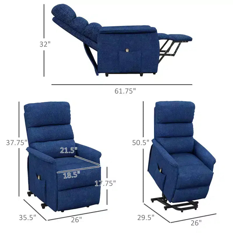 Power Lift Chair for Seniors, Electric Lift Recliner Chair with Remote Control, Side Pockets for Living Room