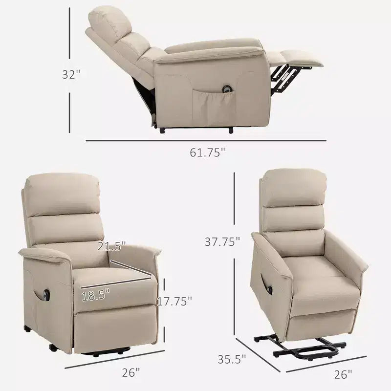 Power Lift Chair for Seniors, Electric Lift Recliner Chair with Remote Control, Side Pockets for Living Room