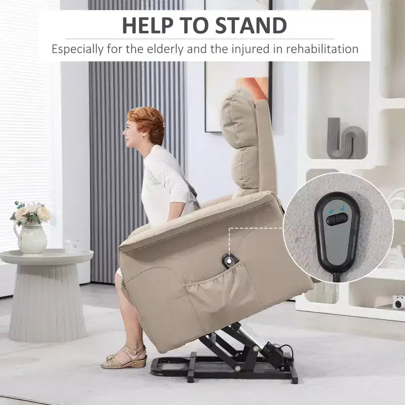 Power Lift Chair for Seniors, Electric Lift Recliner Chair with Remote Control, Side Pockets for Living Room