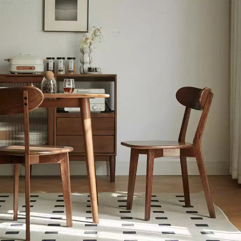 Mid-Century Modern Dining Chairs with Curved Back, Solid Wood Kitchen Chairs, Armless Accent Chairs for Dining Room or Living Room-Panipeachy