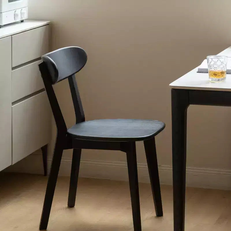 Mid-Century Modern Dining Chairs with Curved Back, Solid Wood Kitchen Chairs, Armless Accent Chairs for Dining Room or Living Room-Panipeachy
