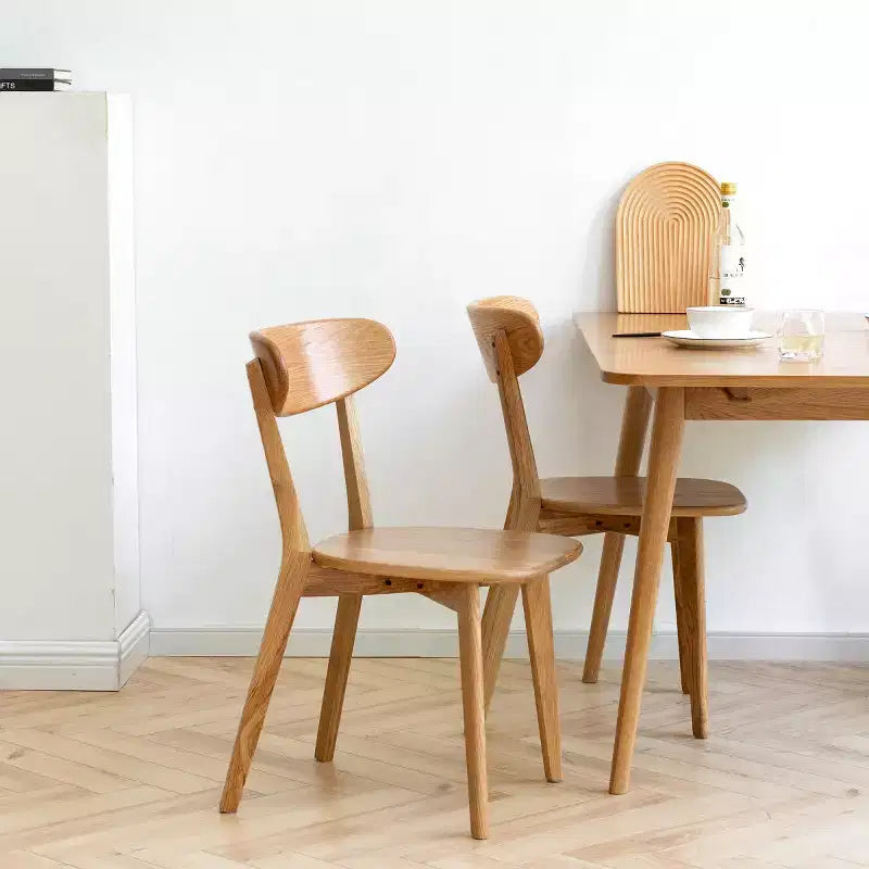 Mid-Century Modern Dining Chairs with Curved Back, Solid Wood Kitchen Chairs, Armless Accent Chairs for Dining Room or Living Room-Panipeachy