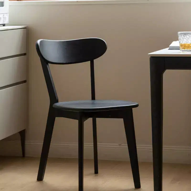 Mid-Century Modern Dining Chairs with Curved Back, Solid Wood Kitchen Chairs, Armless Accent Chairs for Dining Room or Living Room-Panipeachy