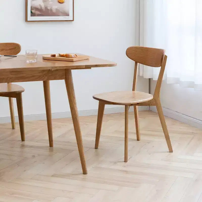Mid-Century Modern Dining Chairs with Curved Back, Solid Wood Kitchen Chairs, Armless Accent Chairs for Dining Room or Living Room-Panipeachy