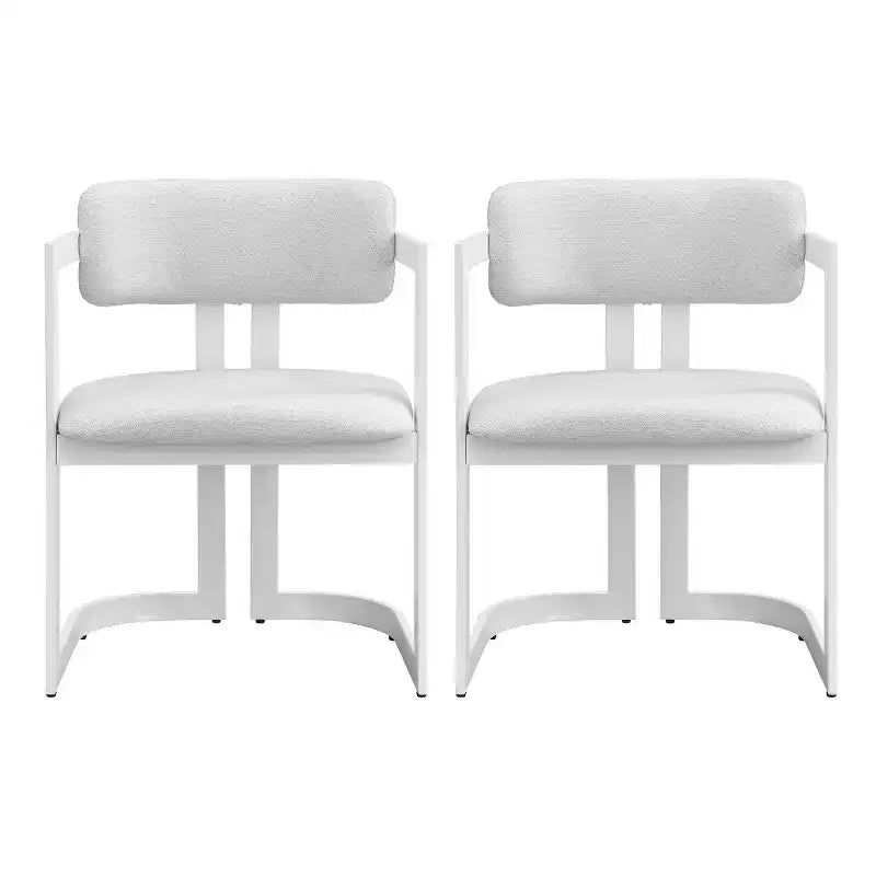 Set of 2 Modern Upholstered Dining Armchairs with Metal Frame, Soft Fabric Armchairs for Dining Room or Kitchen-Panipeachy