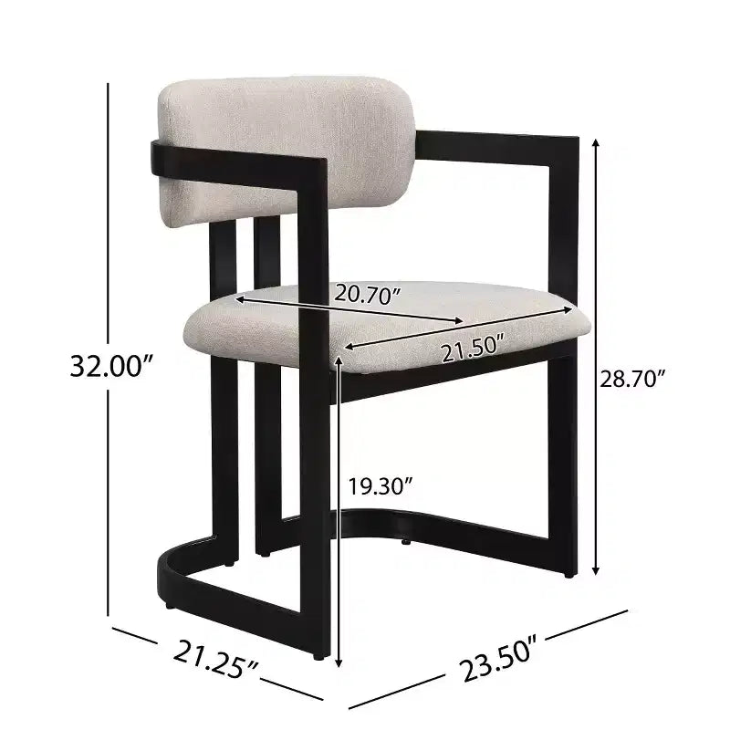 Set of 2 Modern Upholstered Dining Armchairs with Metal Frame, Soft Fabric Armchairs for Dining Room or Kitchen-Panipeachy