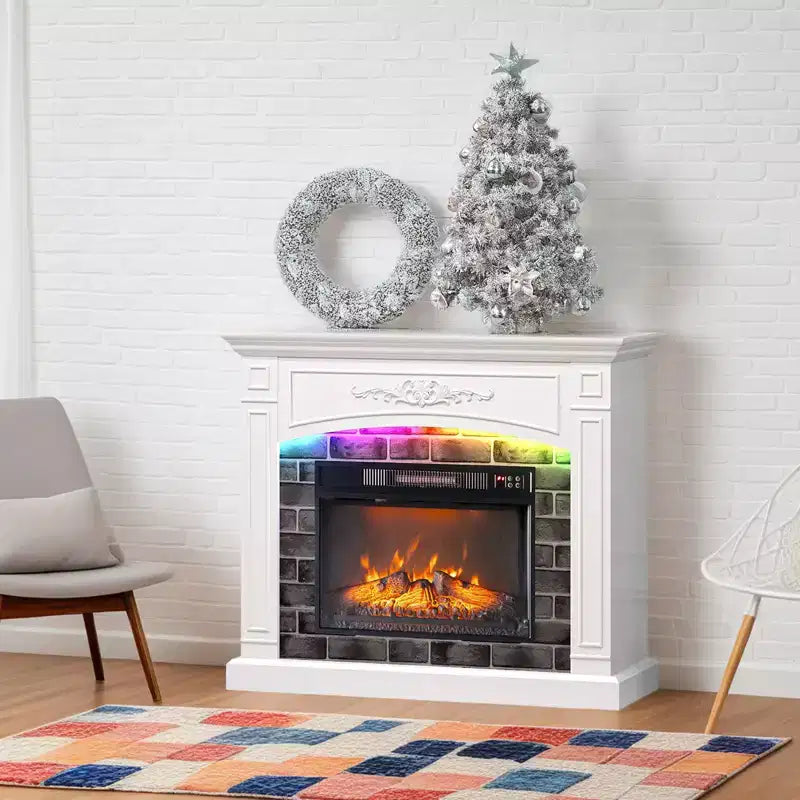 Farmhouse White 43'' TV Stand For Tvs Up To 55'' With 18'' Electric Fireplace