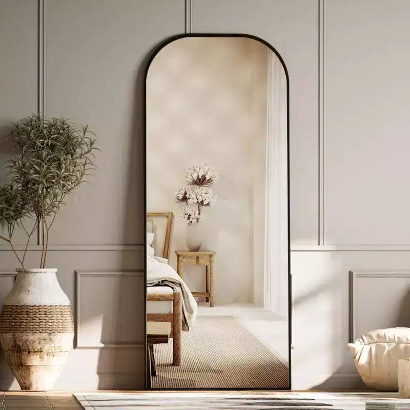 Likepay Arch-Shaped Freestanding Alloy Frame Full-Length Mirror - 56in Length 21in Width (Black/Gold/Silver Options)