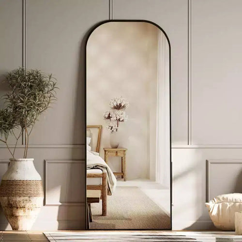 Likepay Arch-Shaped Freestanding Alloy Frame Full-Length Mirror - 56in Length 21in Width (Black/Gold/Silver Options)