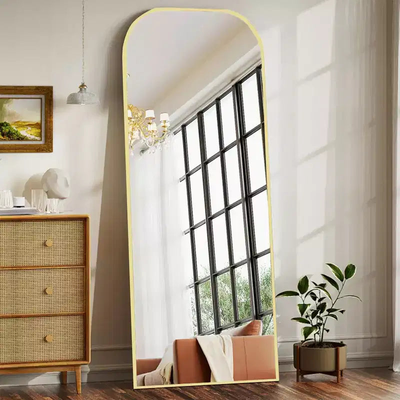 Likepay Arch-Shaped Freestanding Alloy Frame Full-Length Mirror - 56in Length 21in Width (Black/Gold/Silver Options)