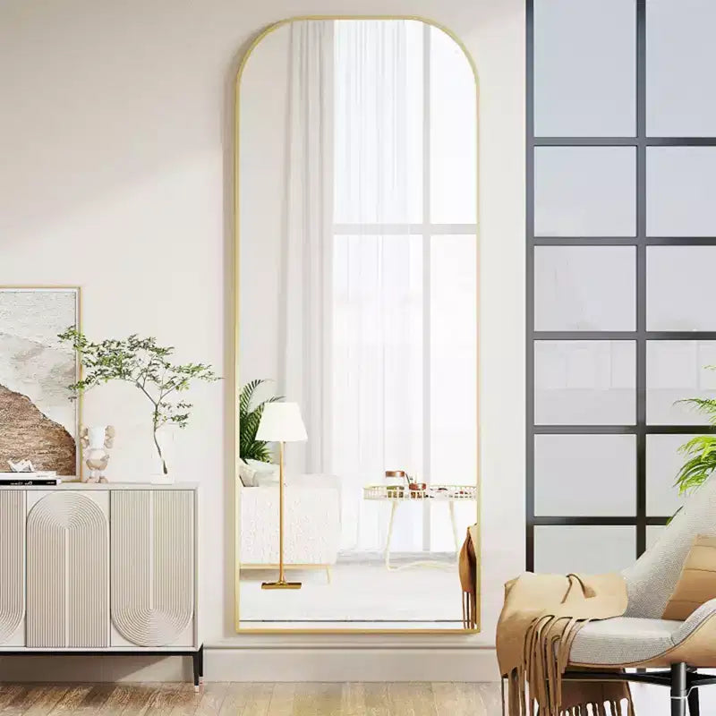 Likepay Arch-Shaped Freestanding Alloy Frame Full-Length Mirror - 56in Length 21in Width (Black/Gold/Silver Options)