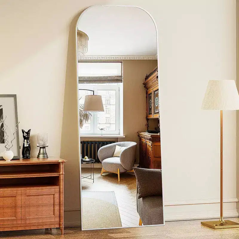 Likepay Arch-Shaped Freestanding Alloy Frame Full-Length Mirror - 56in Length 21in Width (Black/Gold/Silver Options)