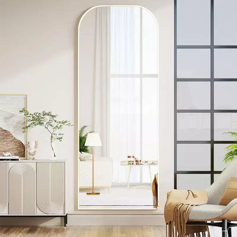 Likepay Arch-Shaped Freestanding Alloy Frame Full-Length Mirror - 56in Length 21in Width (Black/Gold/Silver Options)