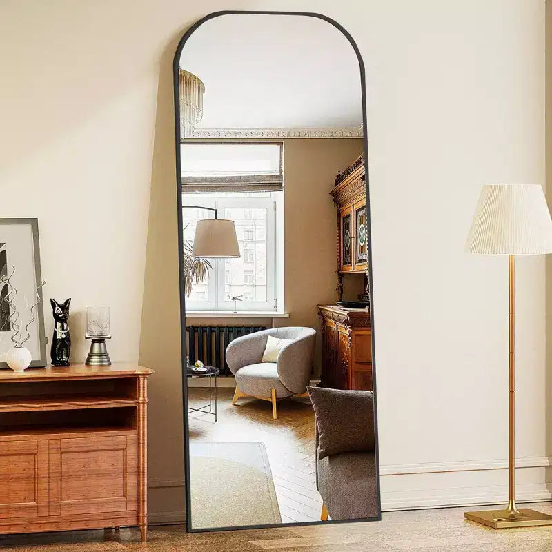 Likepay Arch-Shaped Freestanding Alloy Frame Full-Length Mirror - 56in Length 21in Width (Black/Gold/Silver Options)