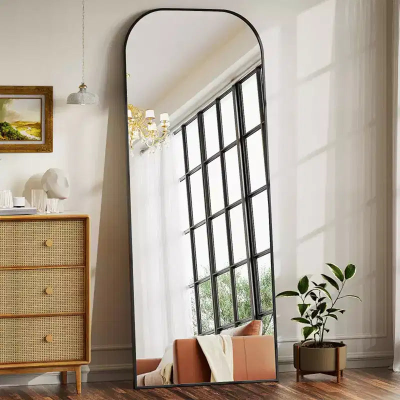 Likepay Arch-Shaped Freestanding Alloy Frame Full-Length Mirror - 56in Length 21in Width (Black/Gold/Silver Options)
