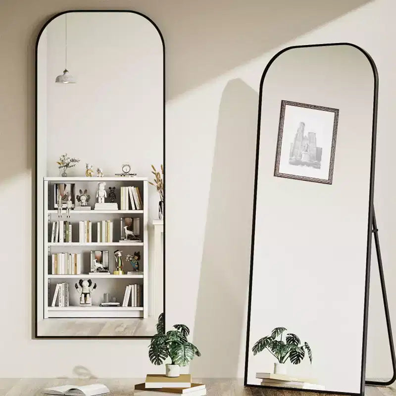 Likepay Arch-Shaped Freestanding Alloy Frame Full-Length Mirror - 56in Length 21in Width (Black/Gold/Silver Options)