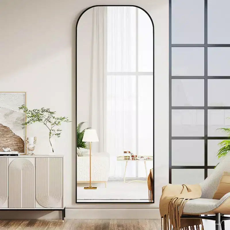 Likepay Arch-Shaped Freestanding Alloy Frame Full-Length Mirror - 56in Length 21in Width (Black/Gold/Silver Options)