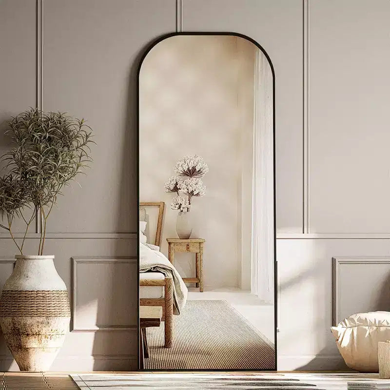 Likepay Arch-Shaped Freestanding Alloy Frame Full-Length Mirror - 56in Length 21in Width (Black/Gold/Silver Options)