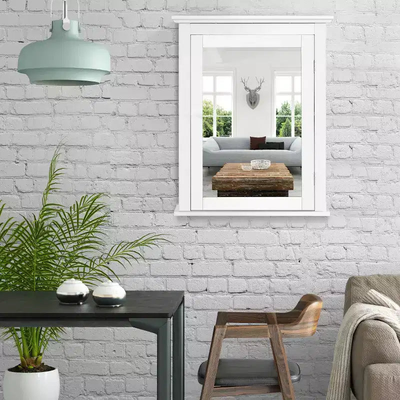 Costway Bathroom Wall Mounted Cupboard Mirrored Storage Cabinet Adjustable Shelf