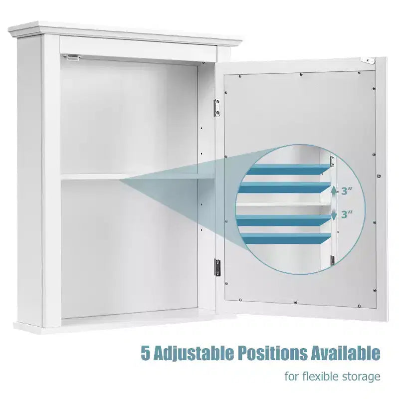 Costway Bathroom Wall Mounted Cupboard Mirrored Storage Cabinet Adjustable Shelf