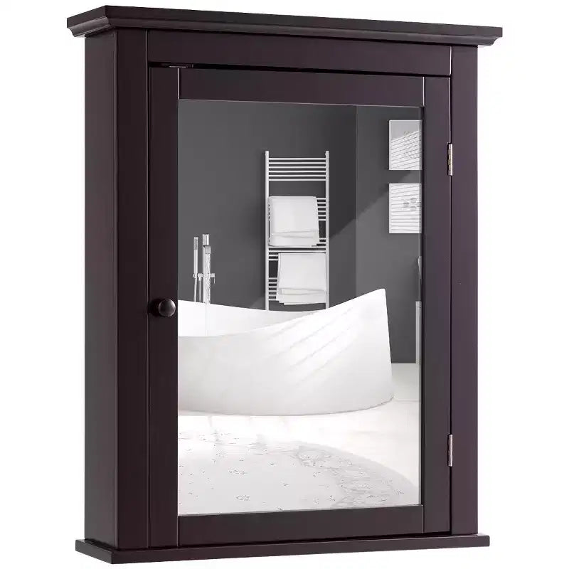 Costway Bathroom Wall Mounted Cupboard Mirrored Storage Cabinet Adjustable Shelf