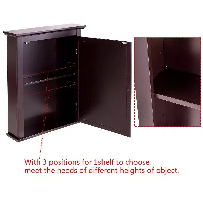 Costway Bathroom Wall Mounted Cupboard Mirrored Storage Cabinet Adjustable Shelf
