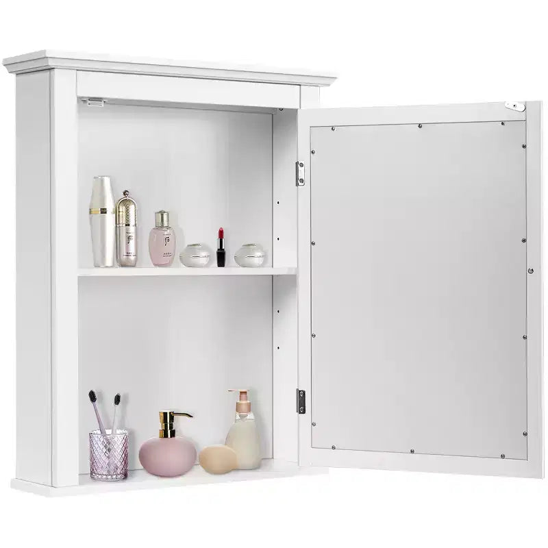 Costway Bathroom Wall Mounted Cupboard Mirrored Storage Cabinet Adjustable Shelf