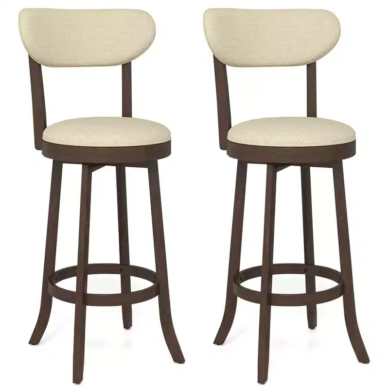 Costway 30.5 Bar Height Chairs Set of 2 Swivel High Barstool w/ Padded Seat & Backrest